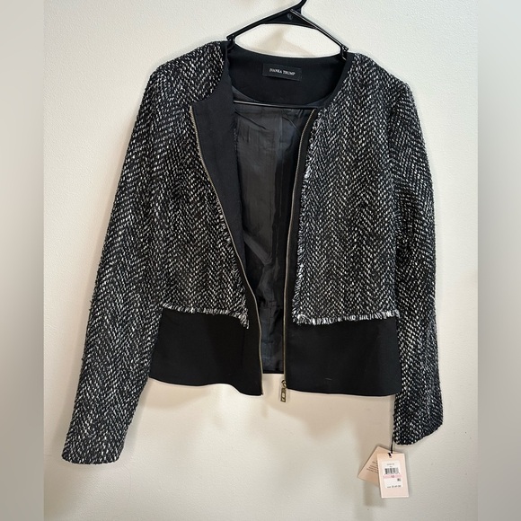 NEW | Ivanka Trump Black Tweed Zippered Jacket Blazer Career Formal Women’s 10 - Picture 7 of 7